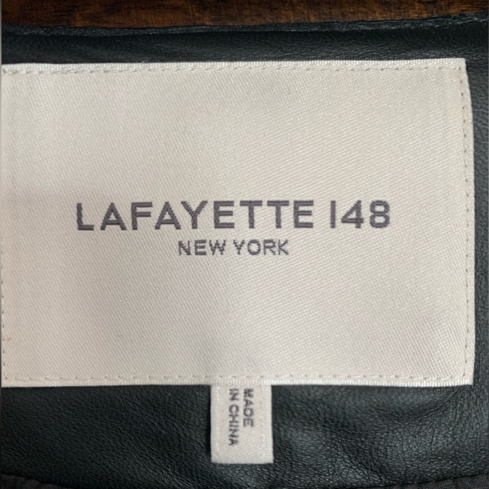Lafayette 148 NY Alden Braided Trim Lambskin Leather Jacket 3X Excellent - Picture 5 of 14